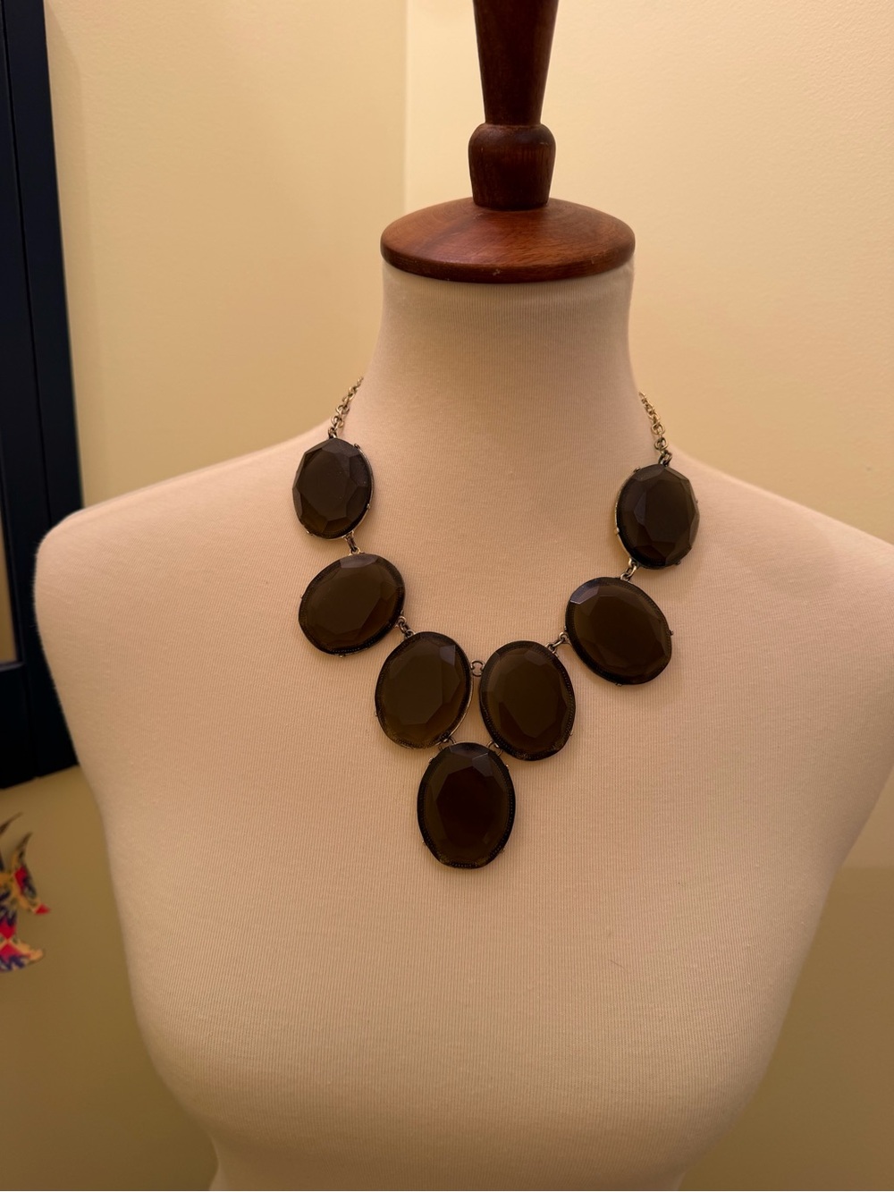 Statement Brown Faceted Oval Necklace